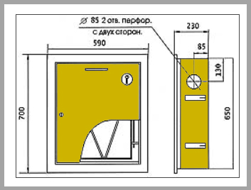 Размер пожарного шкафа ШПК-310 ВЗБ встроенный закрытый белый